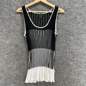 Venini Tank Women M Medium Black Striped Sleeveless Wide Strap Round Neck Casual